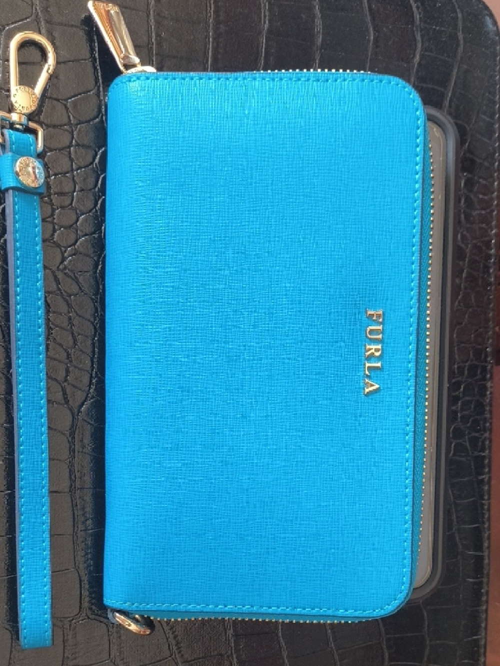 Furla Zip Wristlet Wallet in Bright Blue - Picture 11 of 11